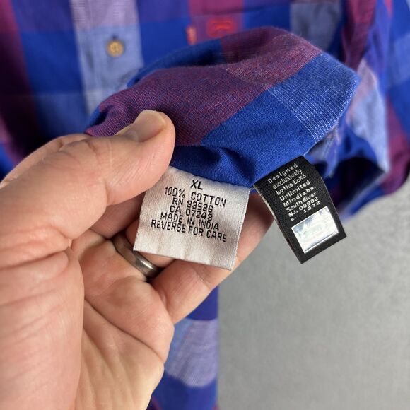 Ecko Unlimited The Krute Shirt Men’s XL Blue Check Button Casual - Picture 11 of 14